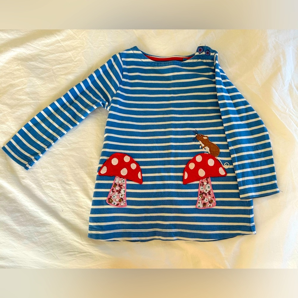 Mini Boden Tunic with Mushroom Appliqué